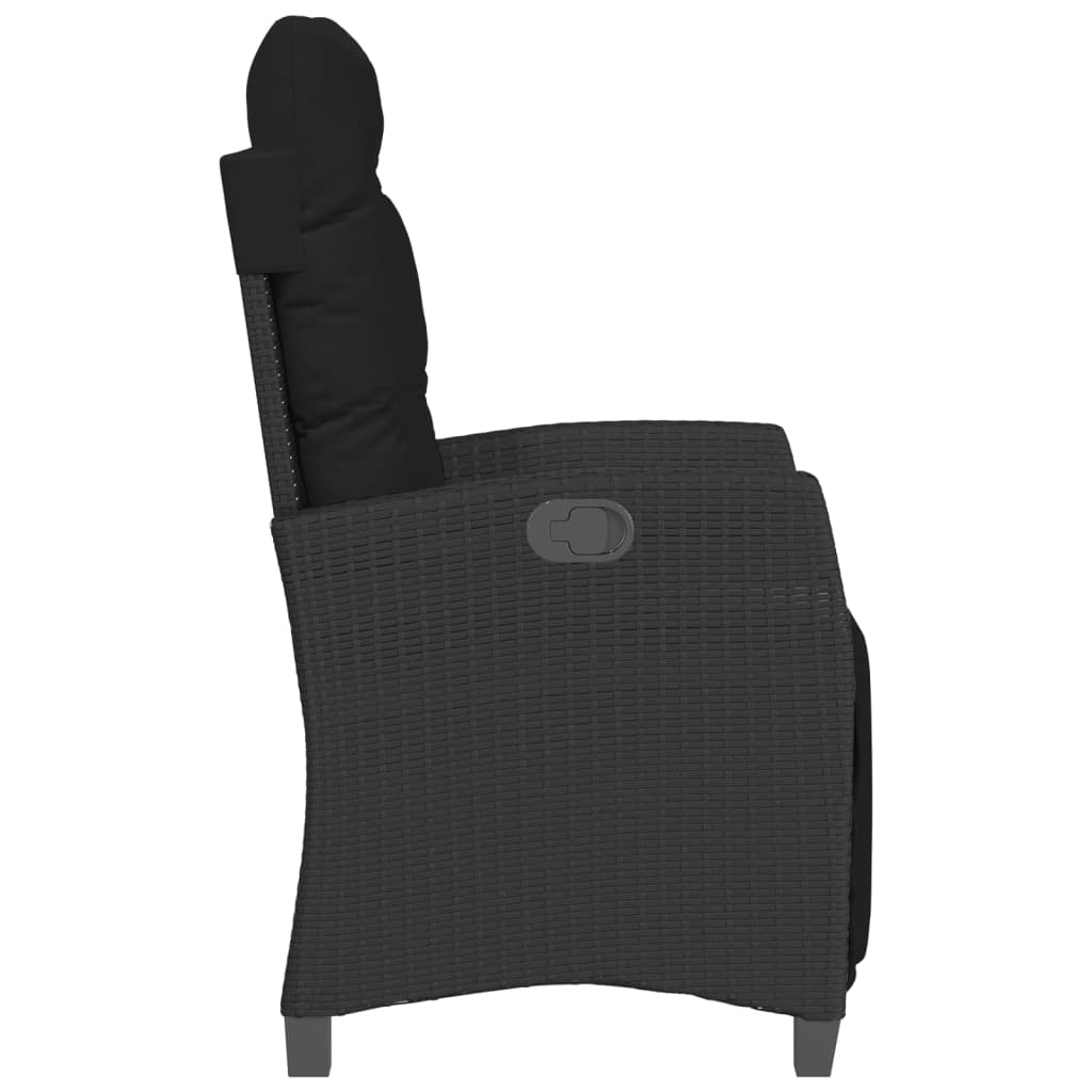 vidaXL Gartensessel mit Fußteil 2 Stk. Verstellbar Schwarz Poly Rattan