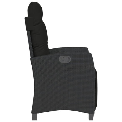 vidaXL Gartensessel mit Fußteil 2 Stk. Verstellbar Schwarz Poly Rattan