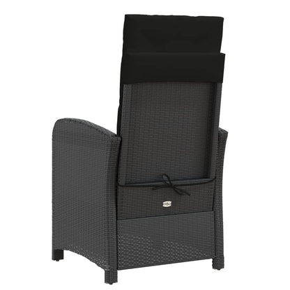 vidaXL Gartensessel mit Fußteil 2 Stk. Verstellbar Schwarz Poly Rattan