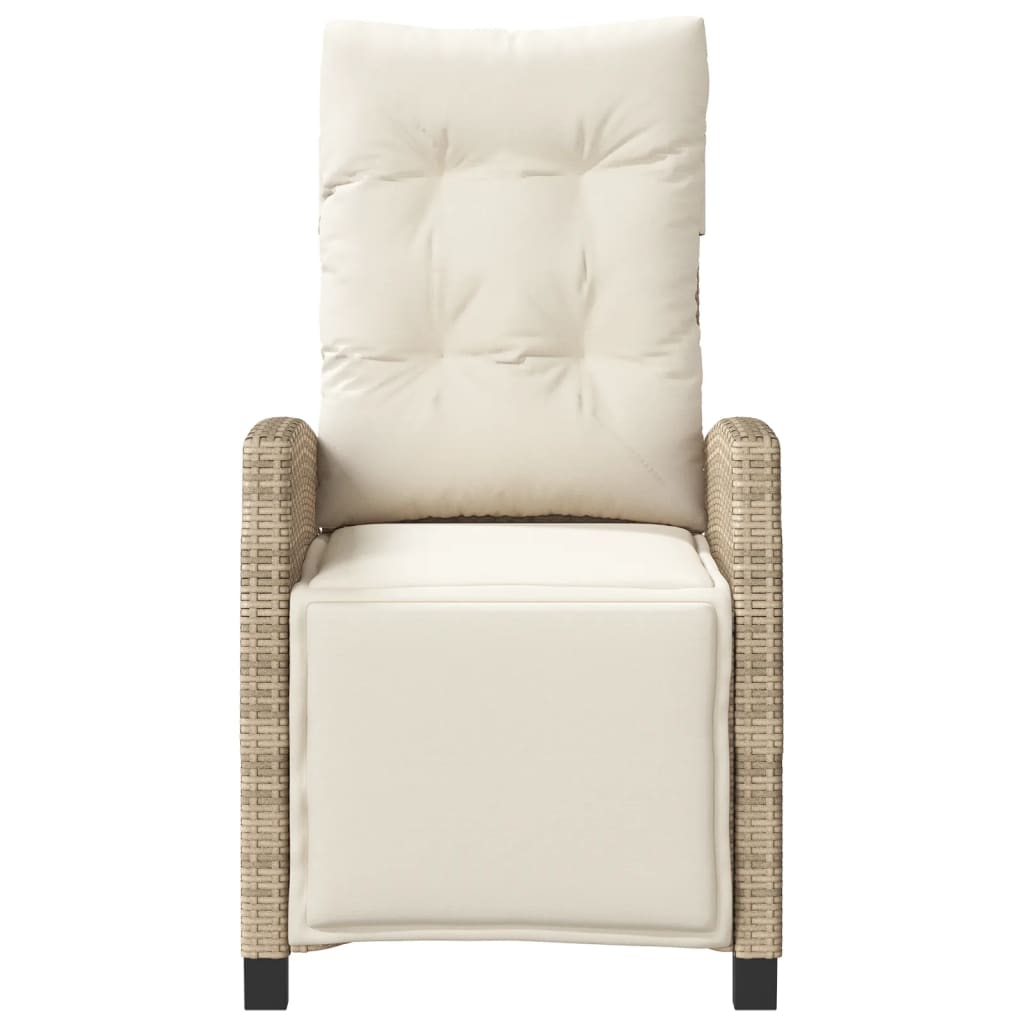 vidaXL Gartensessel mit Fußteil 2 Stk. Verstellbar Beige Poly Rattan