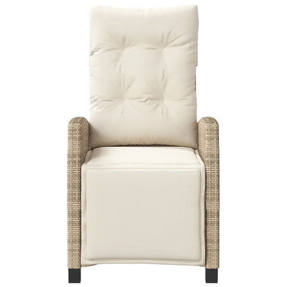 vidaXL Gartensessel mit Fußteil 2 Stk. Verstellbar Beige Poly Rattan