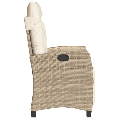 vidaXL Gartensessel mit Fußteil 2 Stk. Verstellbar Beige Poly Rattan