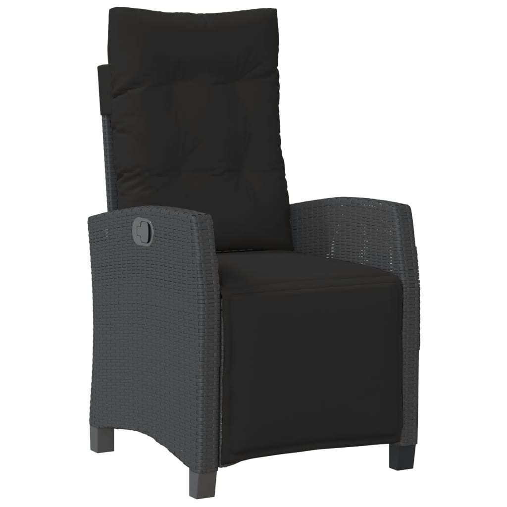 vidaXL 3-tlg. Bistro-Set mit Kissen Schwarz Poly Rattan