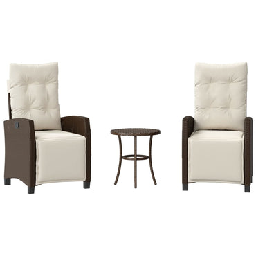 vidaXL 3-tlg. Bistro-Set mit Kissen Braun Poly Rattan