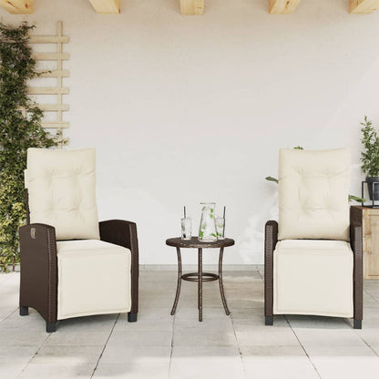 vidaXL 3-tlg. Bistro-Set mit Kissen Braun Poly Rattan