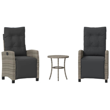 vidaXL 3-tlg. Bistro-Set mit Kissen Grau Poly Rattan