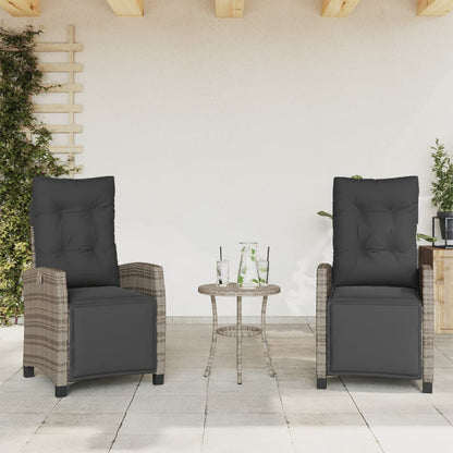 vidaXL 3-tlg. Bistro-Set mit Kissen Grau Poly Rattan