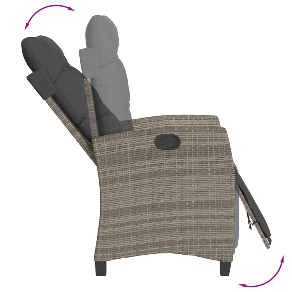 vidaXL 3-tlg. Bistro-Set mit Kissen Grau Poly Rattan