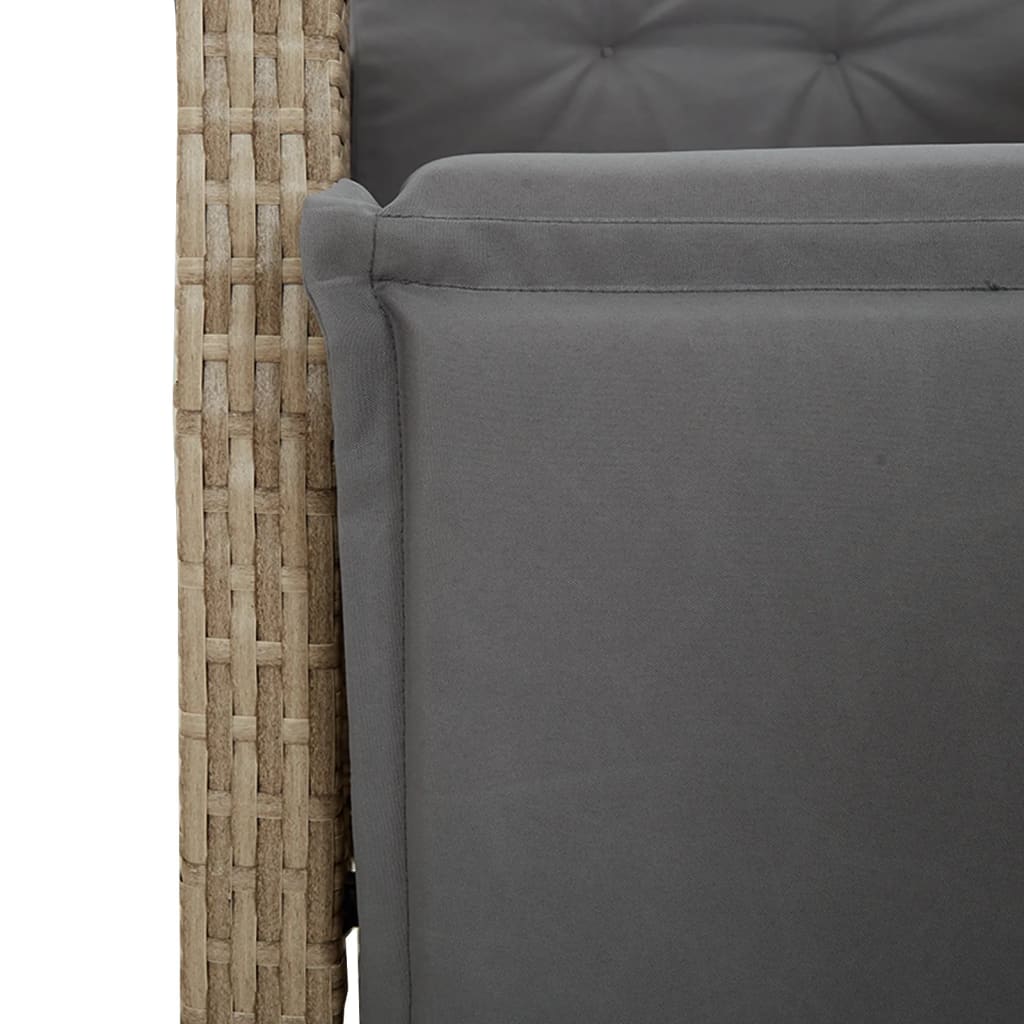 vidaXL 3-tlg. Bistro-Set mit Kissen Beigemischung Poly Rattan