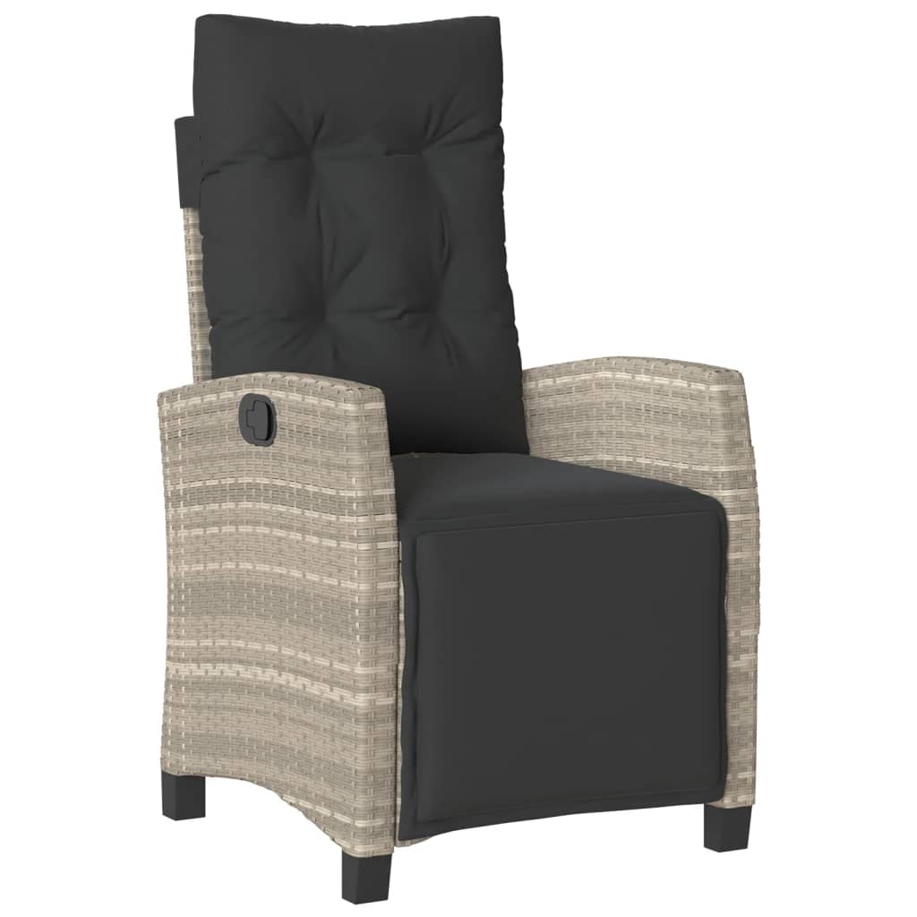 vidaXL 3-tlg. Bistro-Set mit Kissen Hellgrau Poly Rattan