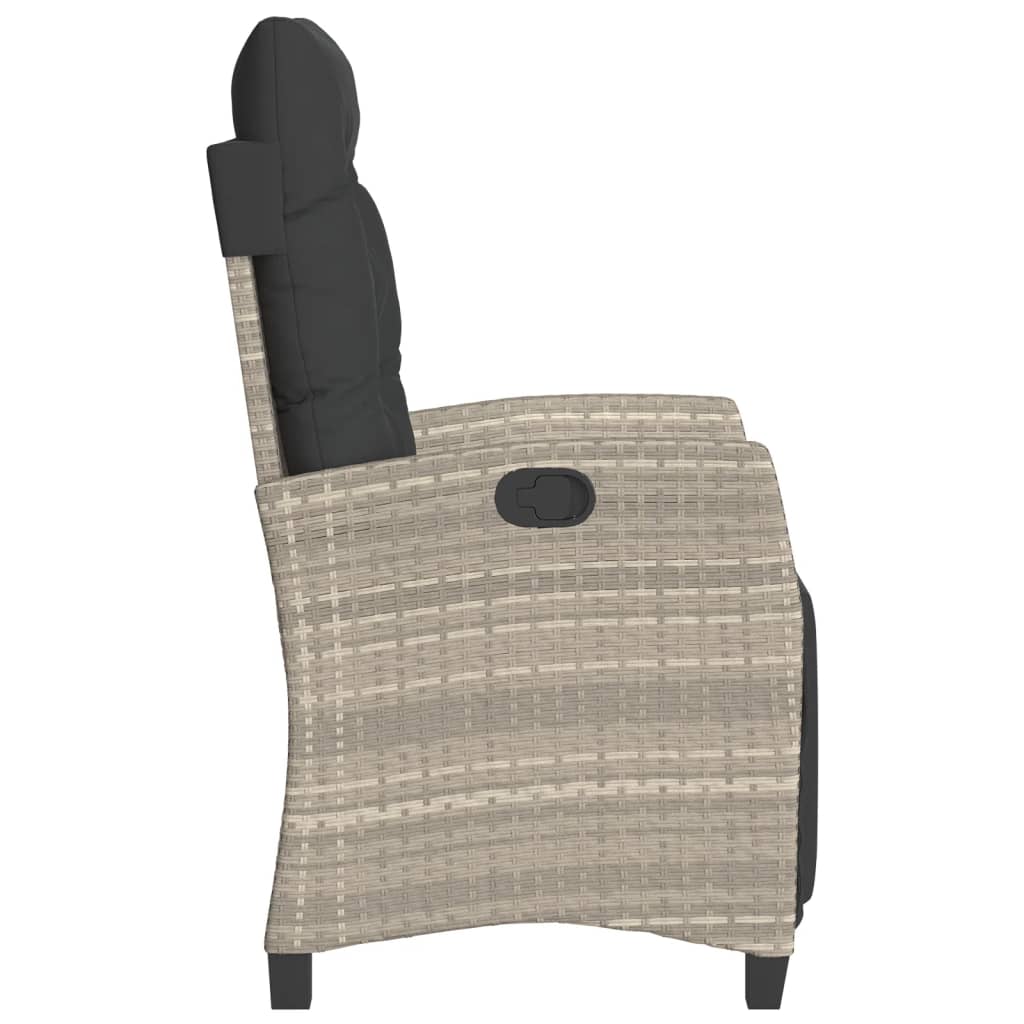 vidaXL 3-tlg. Bistro-Set mit Kissen Hellgrau Poly Rattan