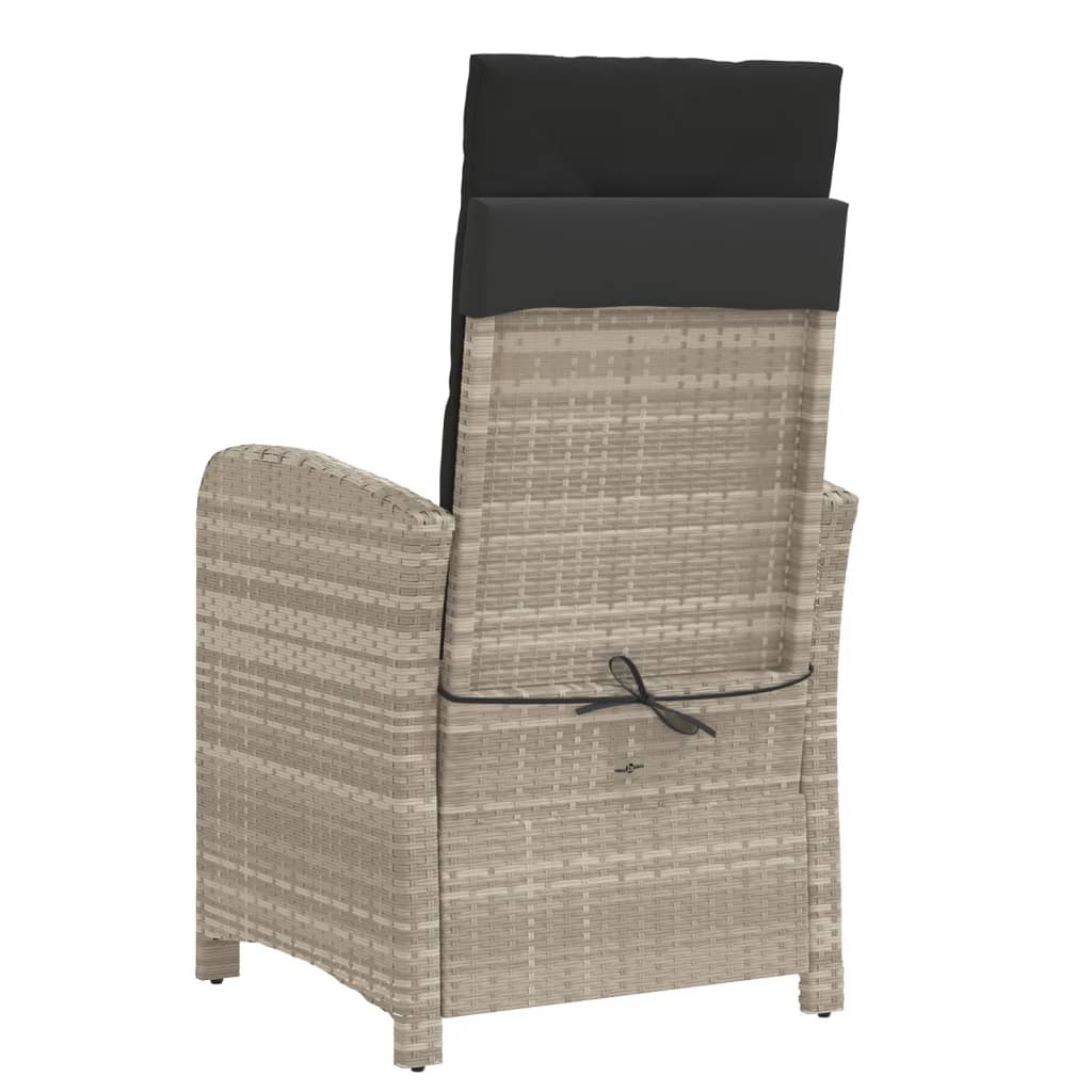 vidaXL 3-tlg. Bistro-Set mit Kissen Hellgrau Poly Rattan