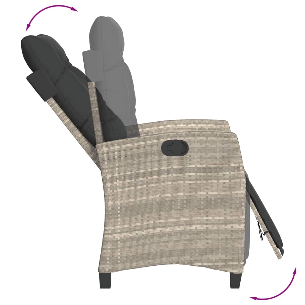 vidaXL 3-tlg. Bistro-Set mit Kissen Hellgrau Poly Rattan