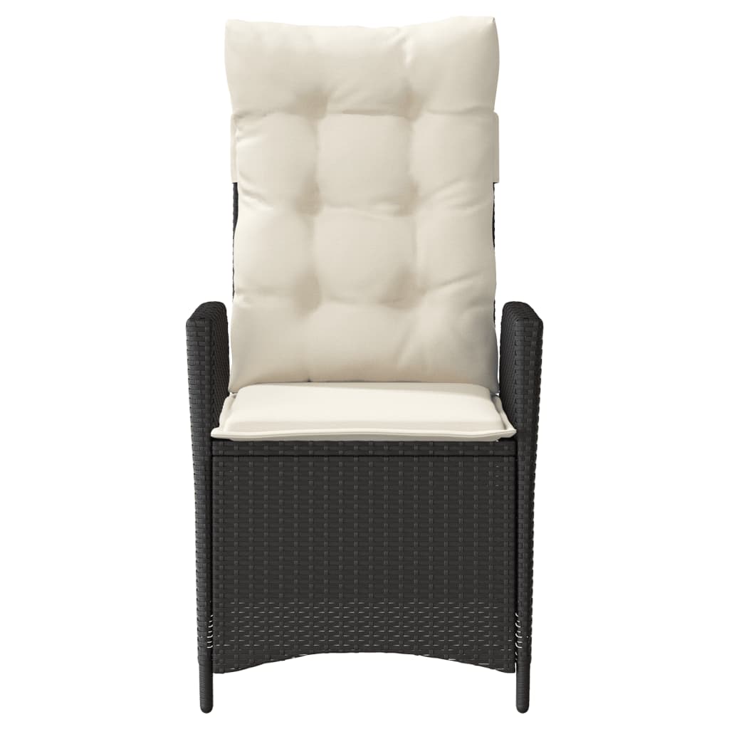 vidaXL Gartensessel Verstellbar mit Kissen Schwarz Poly Rattan