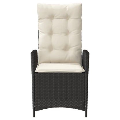 vidaXL Gartensessel Verstellbar mit Kissen Schwarz Poly Rattan