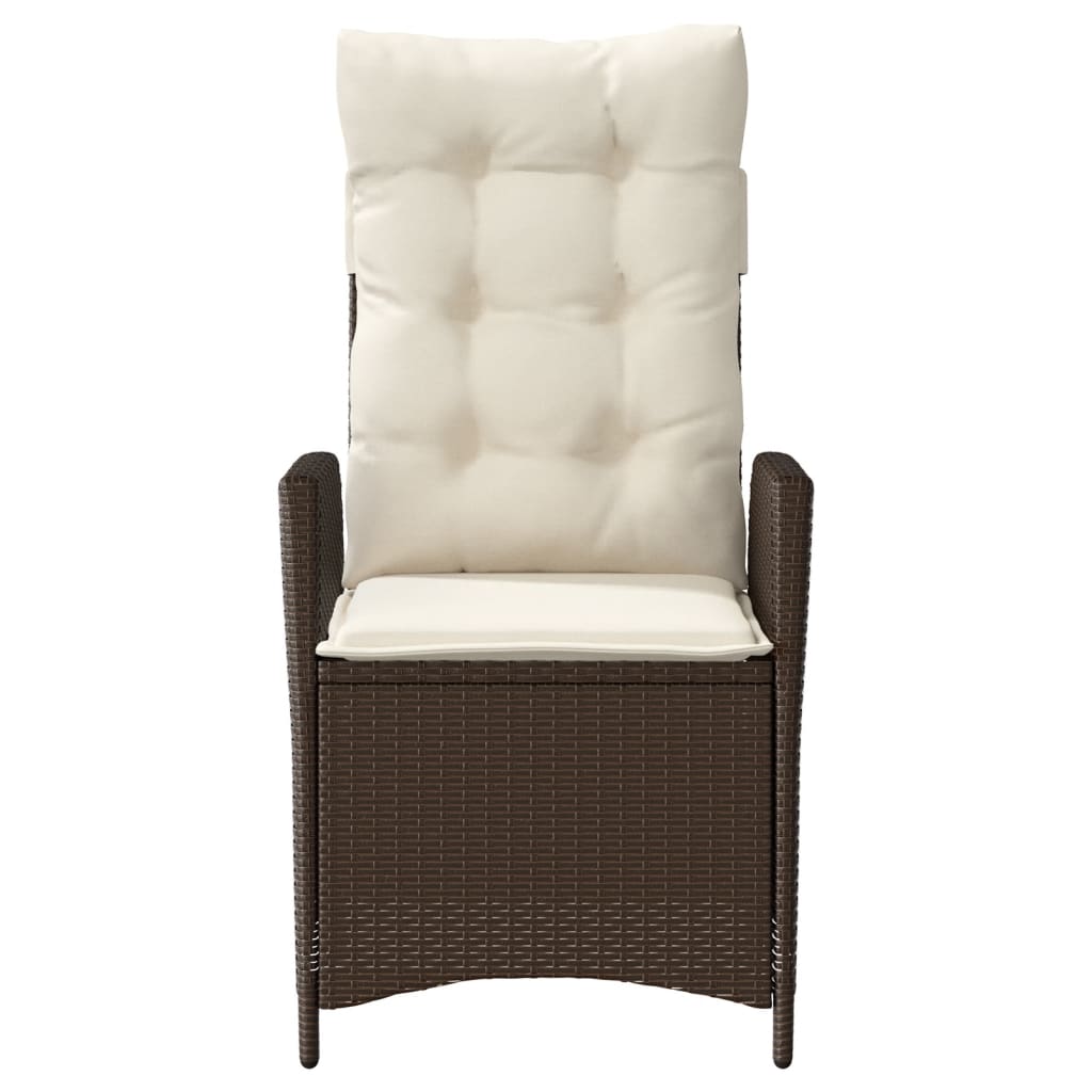 vidaXL Gartensessel Verstellbar mit Kissen Braun Poly Rattan