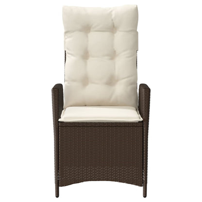 vidaXL Gartensessel Verstellbar mit Kissen Braun Poly Rattan