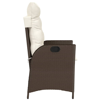 vidaXL Gartensessel Verstellbar mit Kissen Braun Poly Rattan