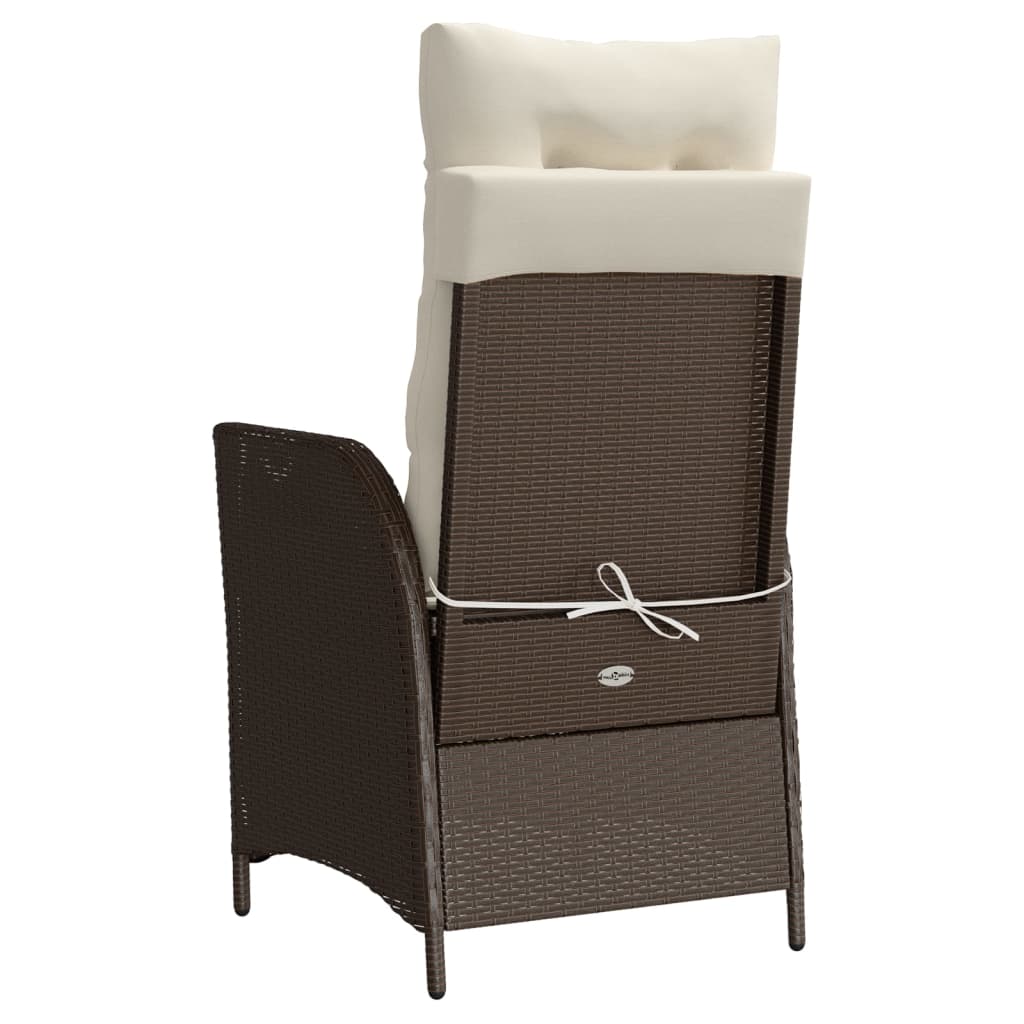 vidaXL Gartensessel Verstellbar mit Kissen Braun Poly Rattan