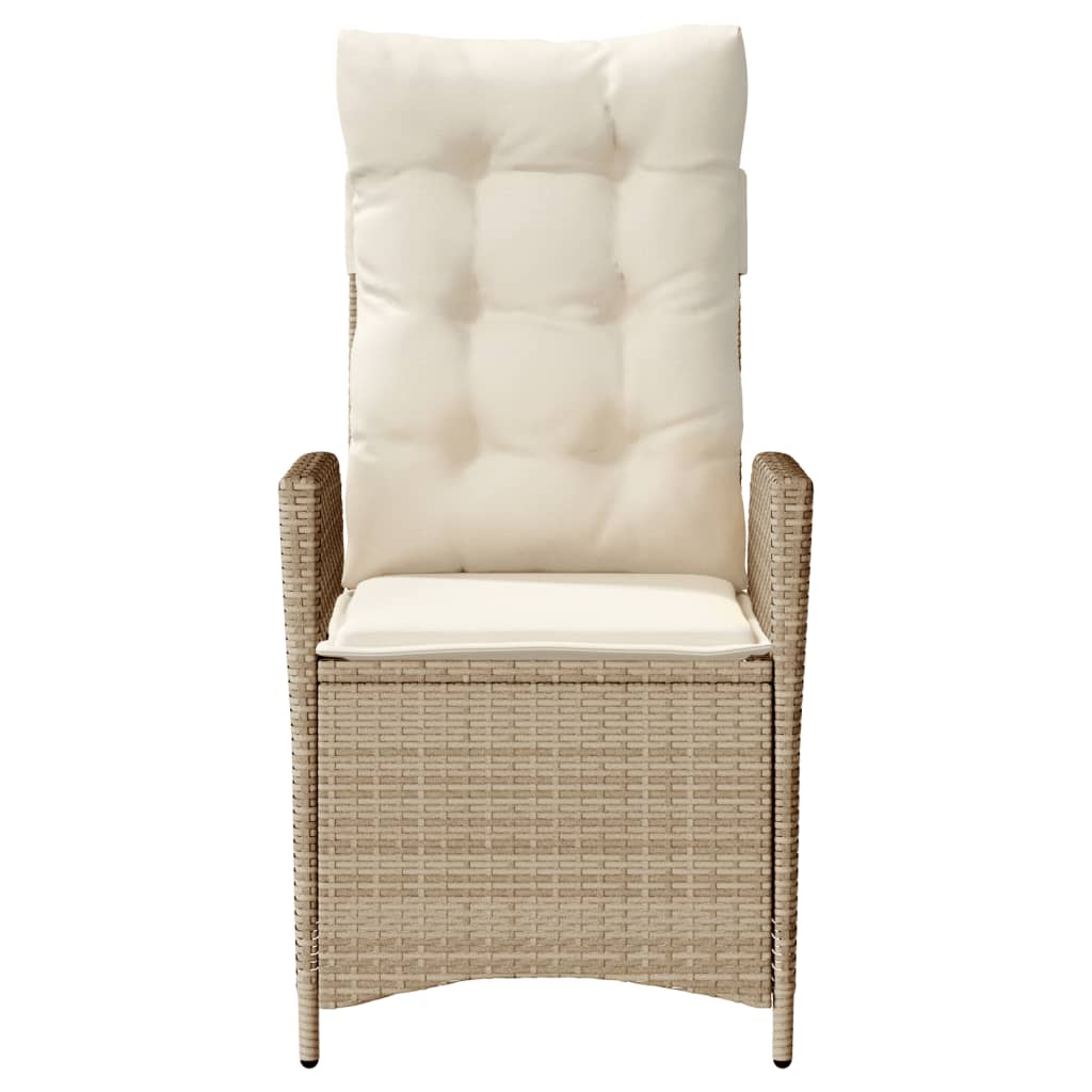 vidaXL Gartensessel mit Kissen Verstellbar Beige Poly Rattan