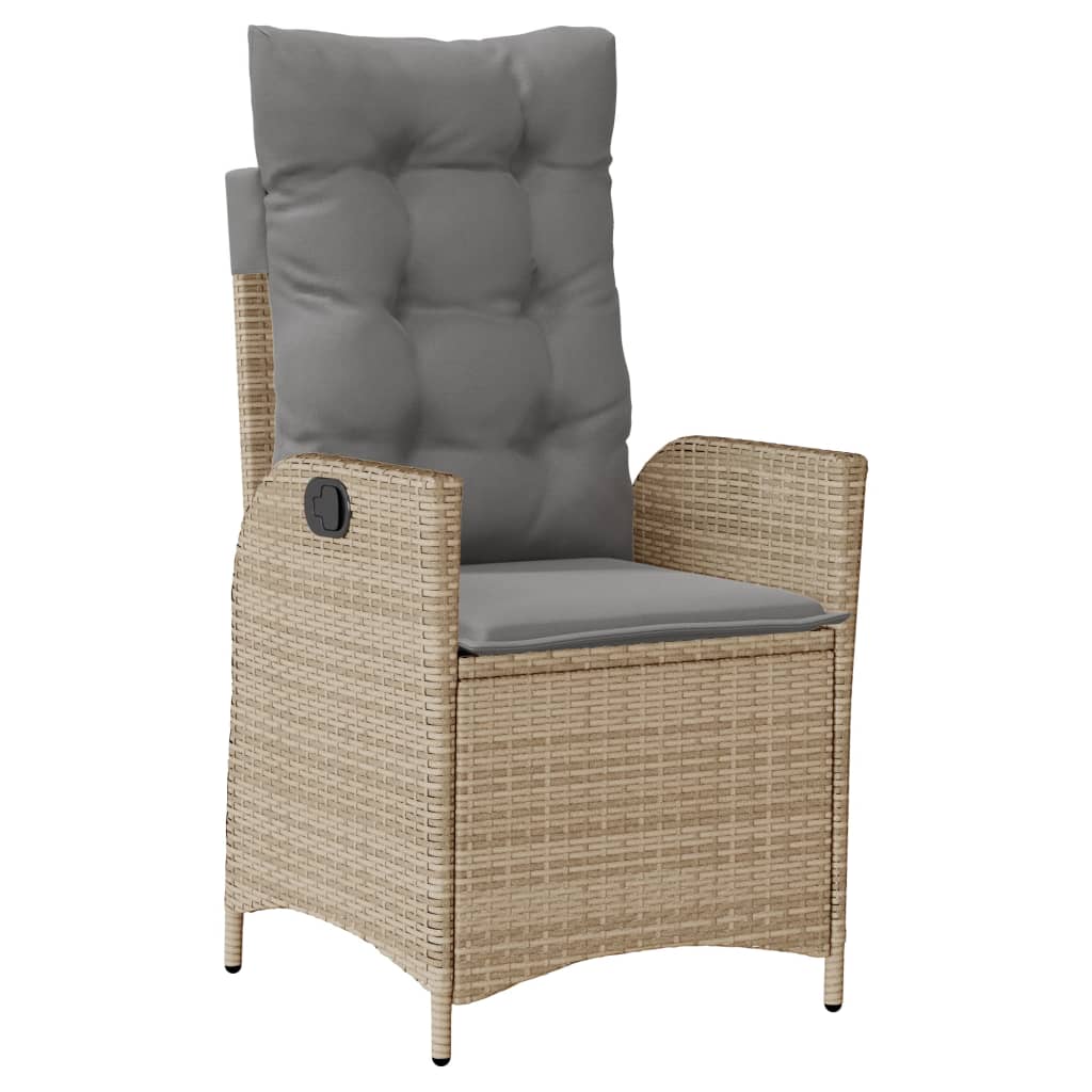 vidaXL Fauteuil de jardin avec coussins réglable Mélange beige Résine tressée