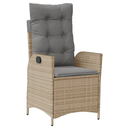 vidaXL Fauteuil de jardin avec coussins réglable Mélange beige Résine tressée