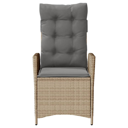 vidaXL Fauteuil de jardin avec coussins réglable Mélange beige Résine tressée