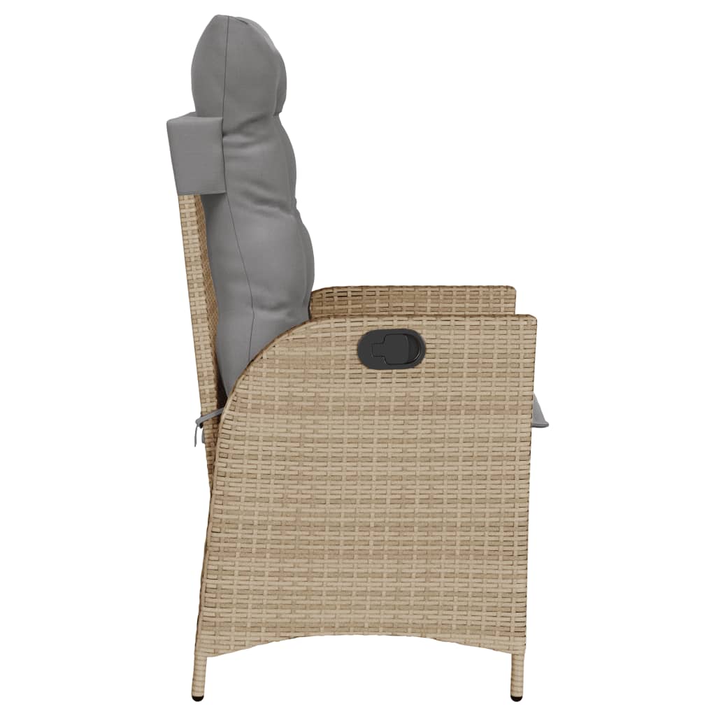 vidaXL Fauteuil de jardin avec coussins réglable Mélange beige Résine tressée