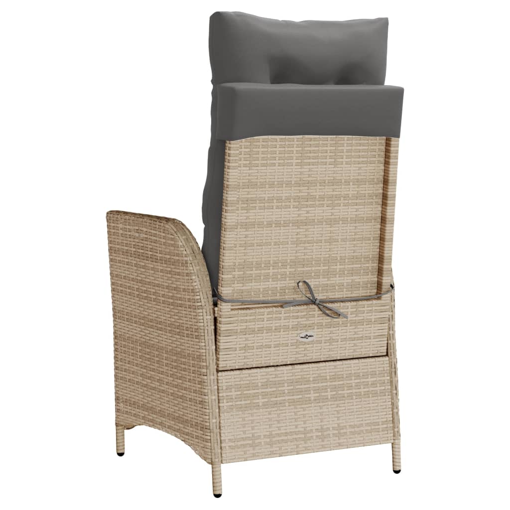 vidaXL Fauteuil de jardin avec coussins réglable Mélange beige Résine tressée