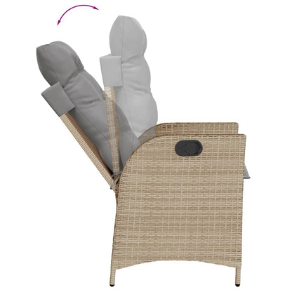 vidaXL Fauteuil de jardin avec coussins réglable Mélange beige Résine tressée