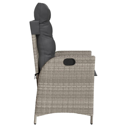 vidaXL Gartensessel mit Kissen Verstellbar Hellgrau Poly Rattan