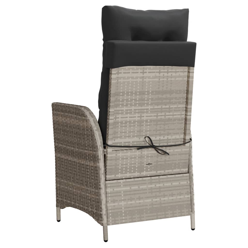 vidaXL Gartensessel mit Kissen Verstellbar Hellgrau Poly Rattan