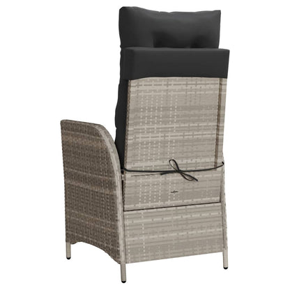 vidaXL Gartensessel mit Kissen Verstellbar Hellgrau Poly Rattan