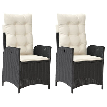 vidaXL Fauteuils de jardin avec coussins 2 pcs Réglables Noir Résine tressée
