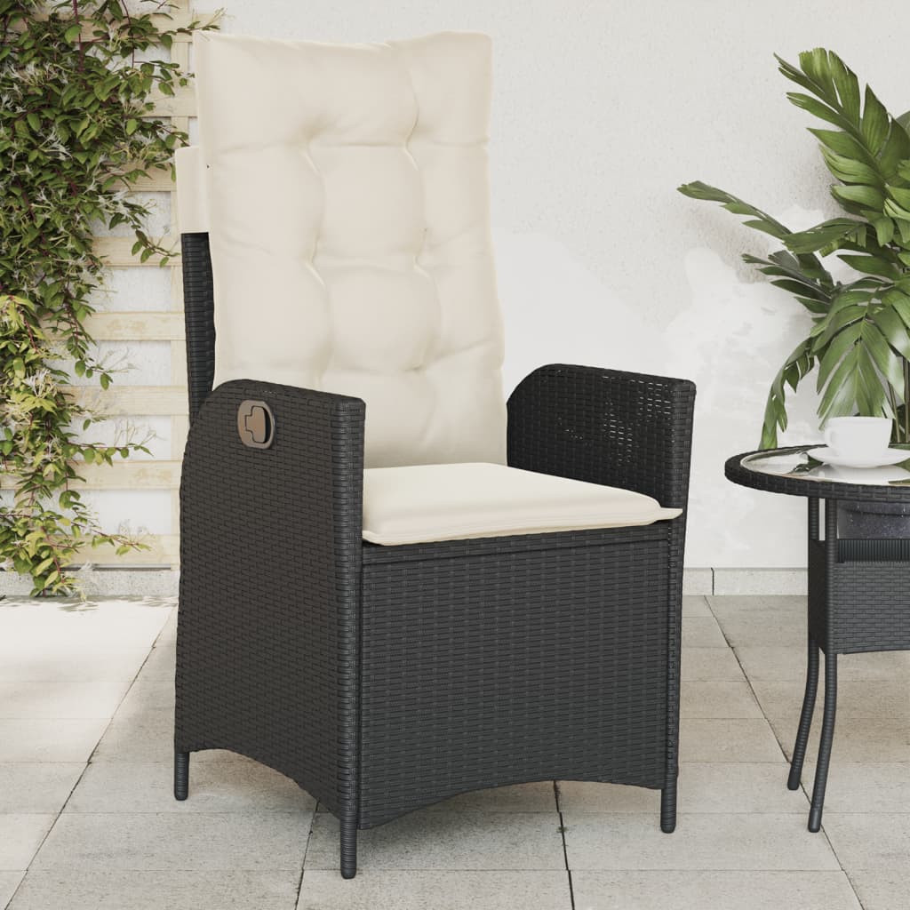 vidaXL Fauteuils de jardin avec coussins 2 pcs Réglables Noir Résine tressée