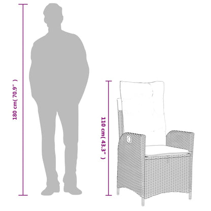 vidaXL Fauteuils de jardin avec coussins 2 pcs Réglables Noir Résine tressée