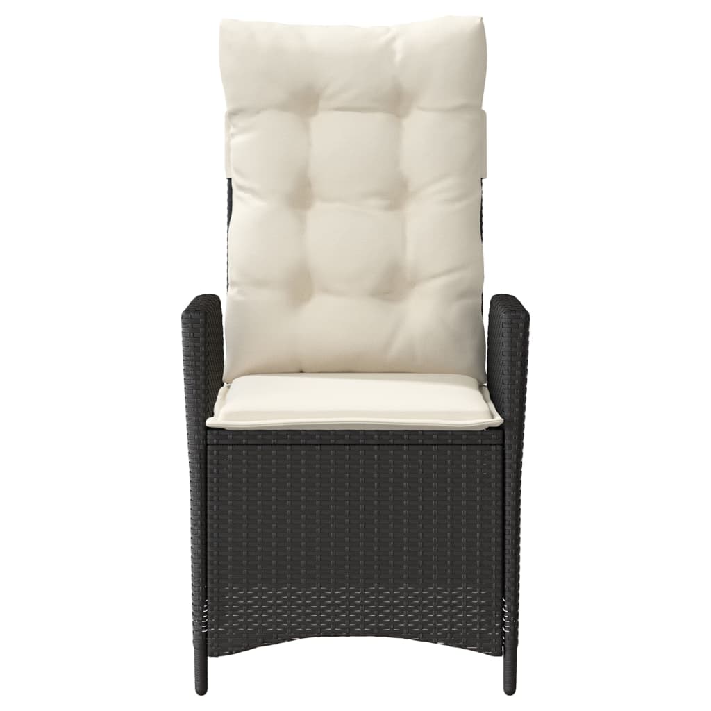 vidaXL Fauteuils de jardin avec coussins 2 pcs Réglables Noir Résine tressée