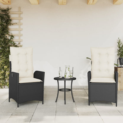 vidaXL Fauteuils de jardin avec coussins 2 pcs Réglables Noir Résine tressée