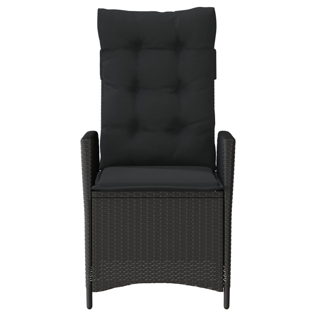 vidaXL Gartensessel mit Kissen 2 Stk. Verstellbar Schwarz Poly Rattan
