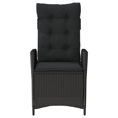 vidaXL Gartensessel mit Kissen 2 Stk. Verstellbar Schwarz Poly Rattan