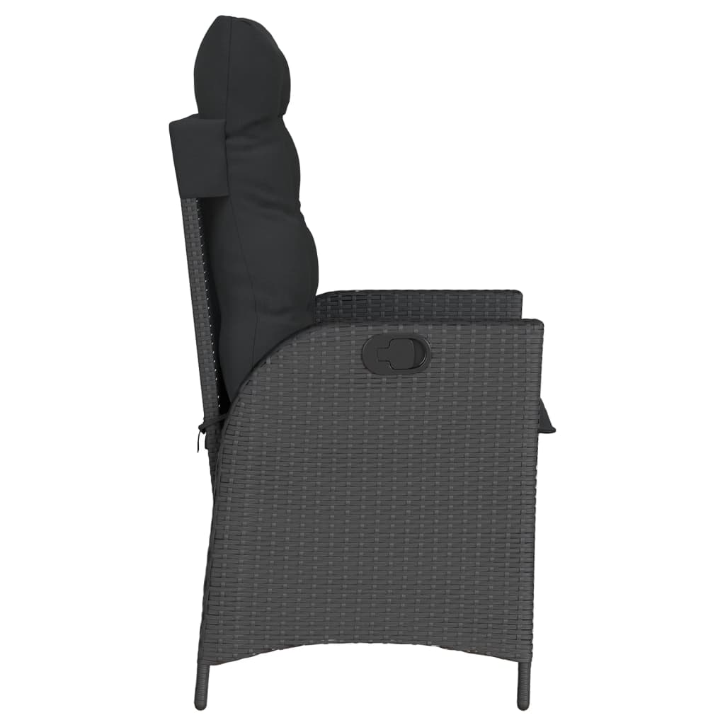 vidaXL Gartensessel mit Kissen 2 Stk. Verstellbar Schwarz Poly Rattan