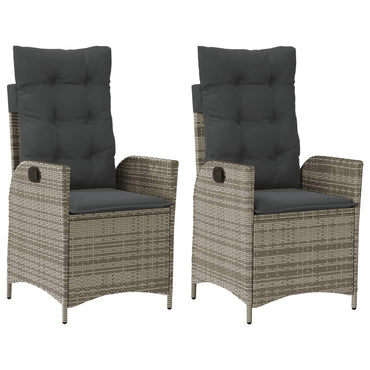 vidaXL Fauteuils de jardin avec coussins 2 pcs Résine tressée Gris Réglable