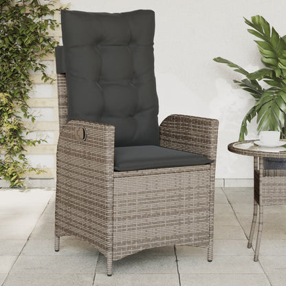 vidaXL Fauteuils de jardin avec coussins 2 pcs Résine tressée Gris Réglable