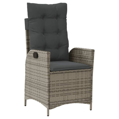 vidaXL Fauteuils de jardin avec coussins 2 pcs Résine tressée Gris Réglable