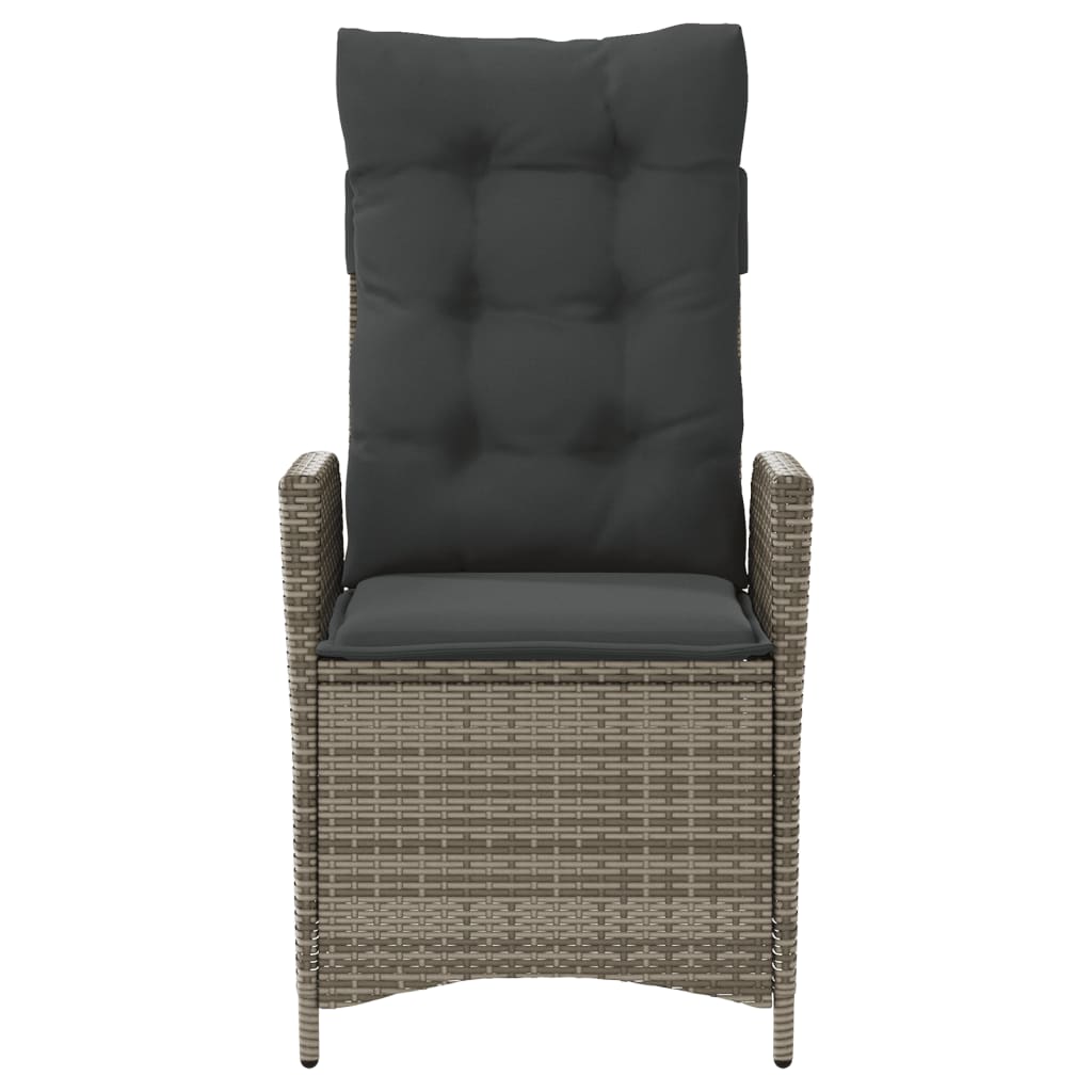 vidaXL Fauteuils de jardin avec coussins 2 pcs Résine tressée Gris Réglable
