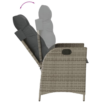 vidaXL Fauteuils de jardin avec coussins 2 pcs Résine tressée Gris Réglable