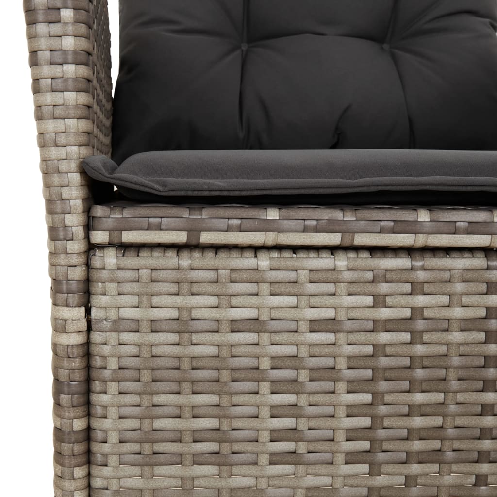 vidaXL Fauteuils de jardin avec coussins 2 pcs Résine tressée Gris Réglable