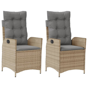 vidaXL Fauteuil de jardin avec coussins 2 pcs. Réglable Mélange de polyrotin beige