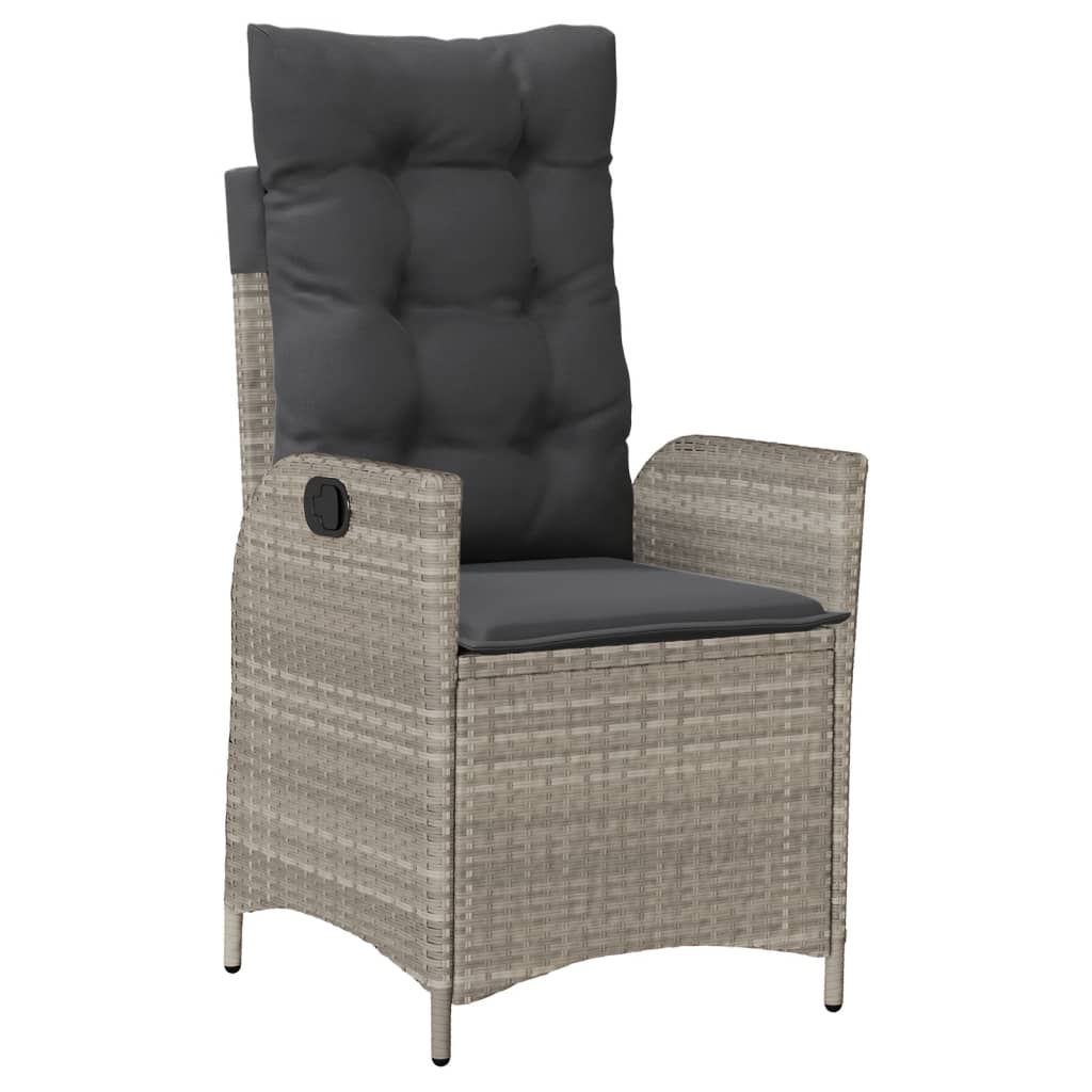 vidaXL Gartensessel mit Kissen 2 Stk. Verstellbar Hellgrau Poly Rattan