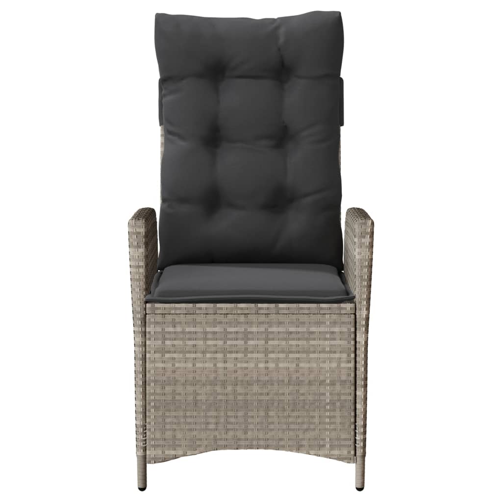 vidaXL Gartensessel mit Kissen 2 Stk. Verstellbar Hellgrau Poly Rattan
